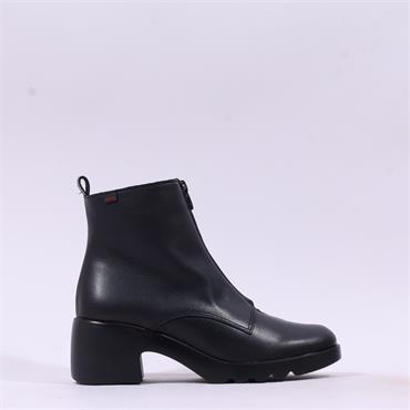 Pepe Saenz Sofia Front Zip Heel Boot - Black Leather